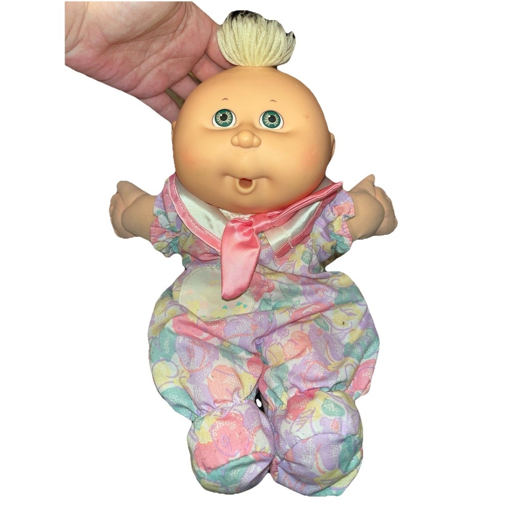 Vintage 1990 Cabbage Patch Kids First Edition Hasbro Doll Green Eyes Floral PJs